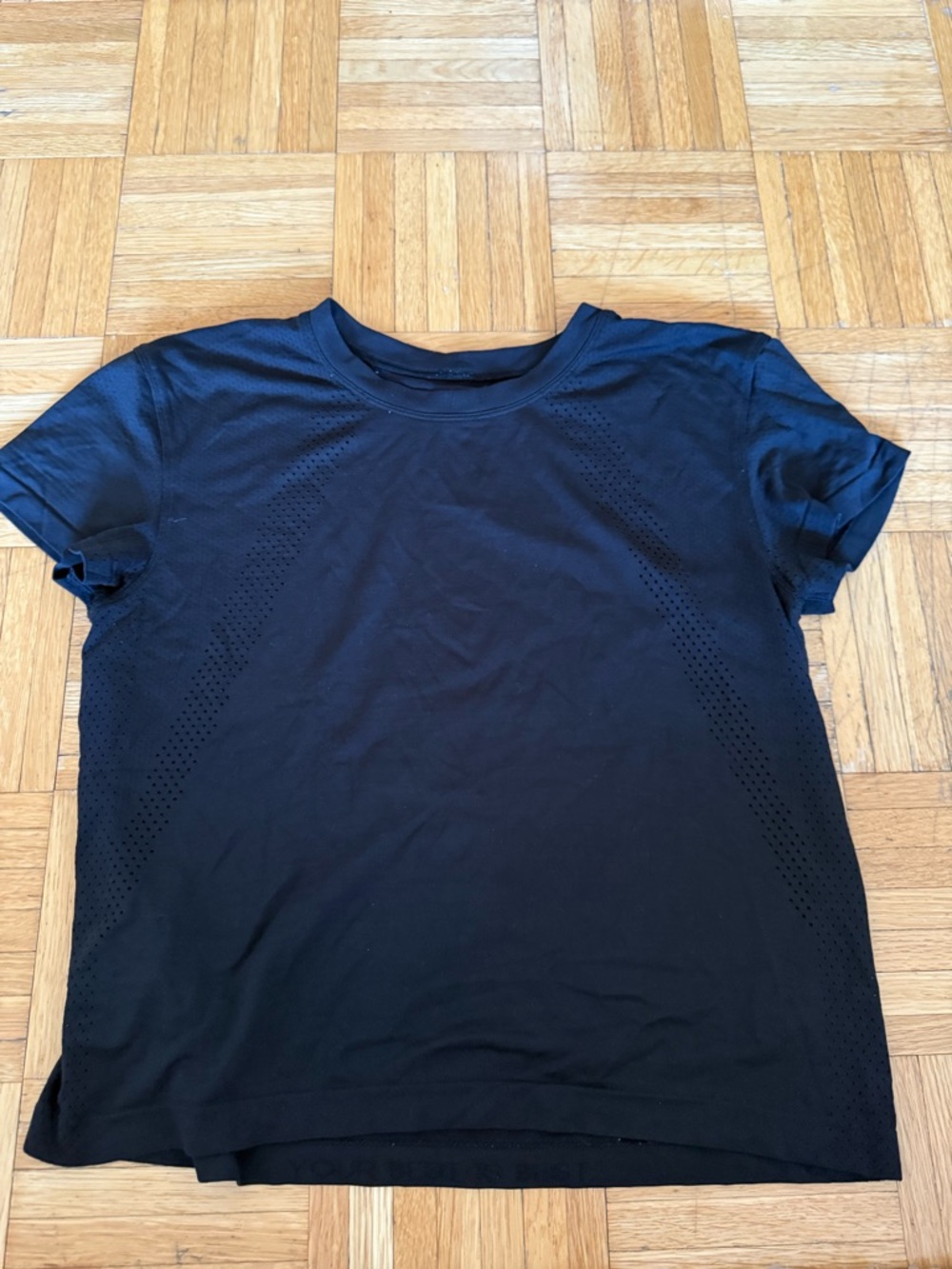 lululemon athletica Black Short-Sleeve Perforated Tee